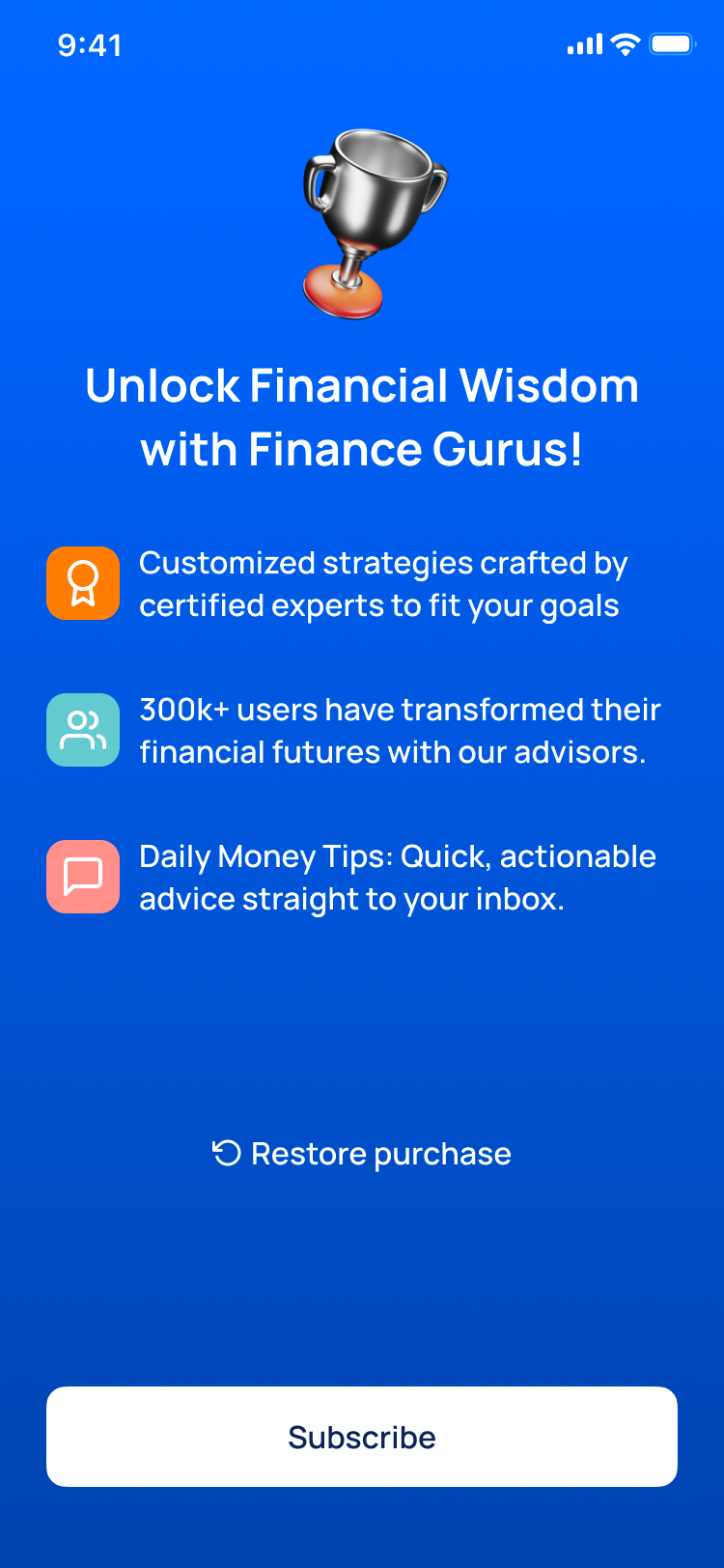 Pennywise subscription concept for financial experts